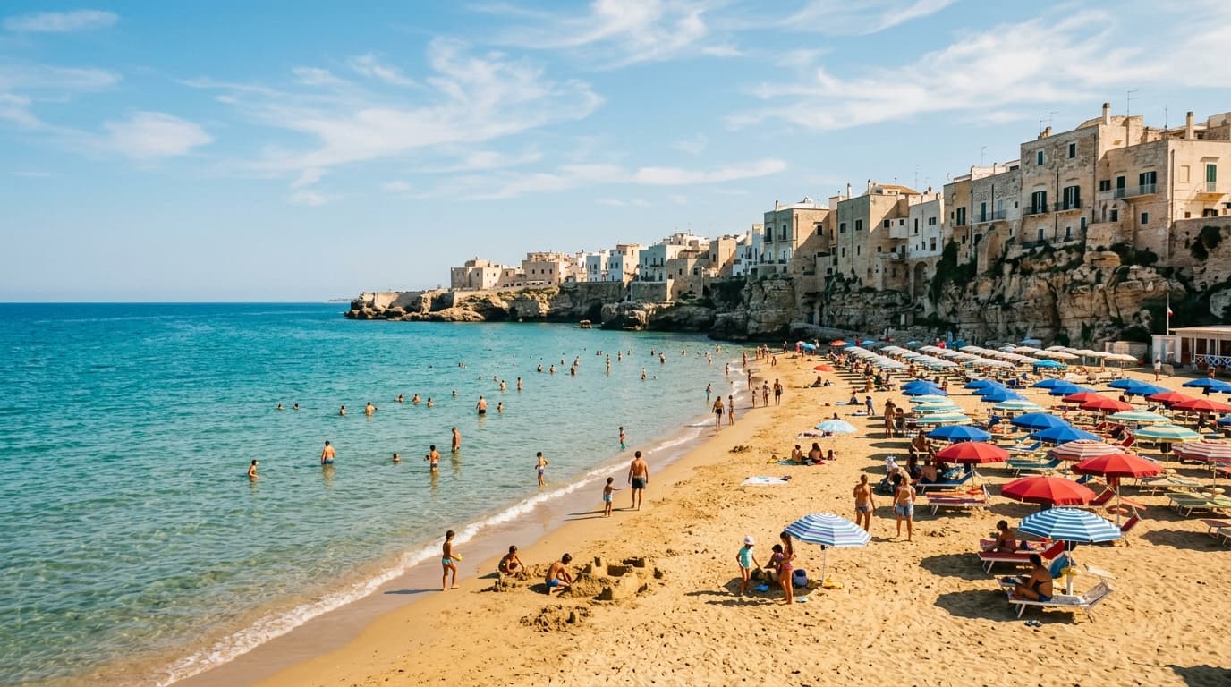 Una spiaggia della costa pugliese in estate