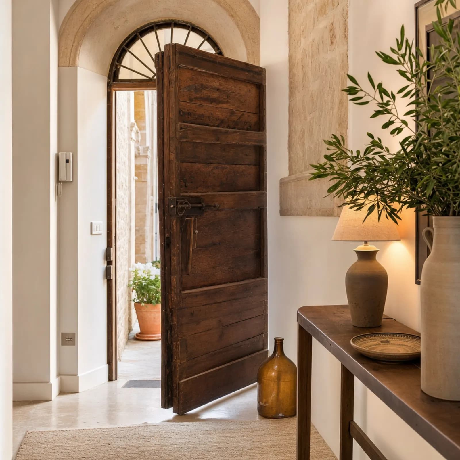 La porta d'ingresso di un appartamento nel centro di Bari